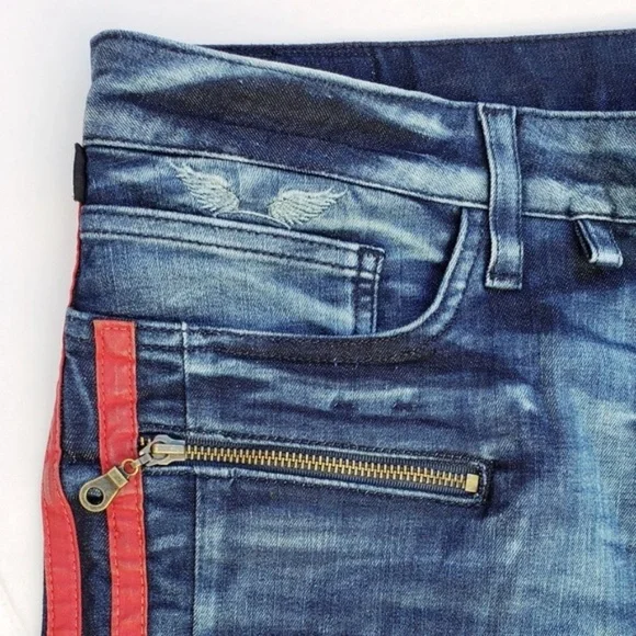 New ROBIN'S JEAN Slim Skinny Biker Jeans SZ 42